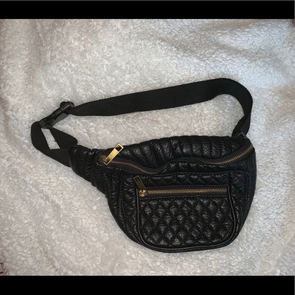 Black Leather Fanny Pack